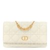 Christian Dior Calfskin Caro Pouch With Chain Latte