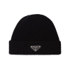 Prada Wool And Cashmere Beanie Silver Black