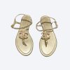 Chanel Gold Pearl Cc Logo Thong Sandals Golden