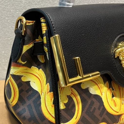 Versace X Fendi Fendace La Medusa Medium Handbag Black - Image 5