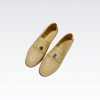Chanel 20B Quilted Boy Lego Metal Logo Gold Mule Slip On Flat Loafers Beige