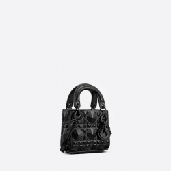 Micro Lady Dior Bag Black With Diamond Motif