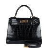 Hermes Kelly Sellier 28 Bleu Baltique Shiny Porosus Crocodile Gold Hardware