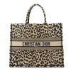 Christian Dior Canvas Mizza Large Leopard Book Tote Beige