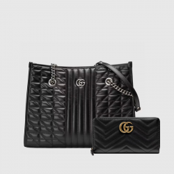 Gg Marmont Medium Tote Bag+Gg Marmont Zip Around Wallet
