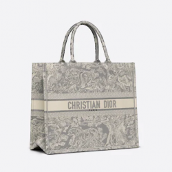 Large Dior Book Tote Gray Toile De (42 X 35 X 18.5 Cm)