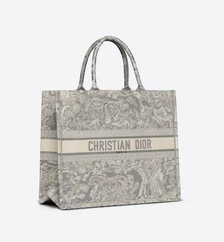 Large Dior Book Tote Gray Toile De (42 X 35 X 18.5 Cm)