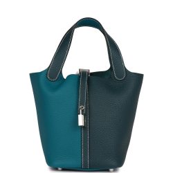 Hermes Picotin Lock 18 Casaque Vert Cypress And Vert Bosphore Palladium Hardware