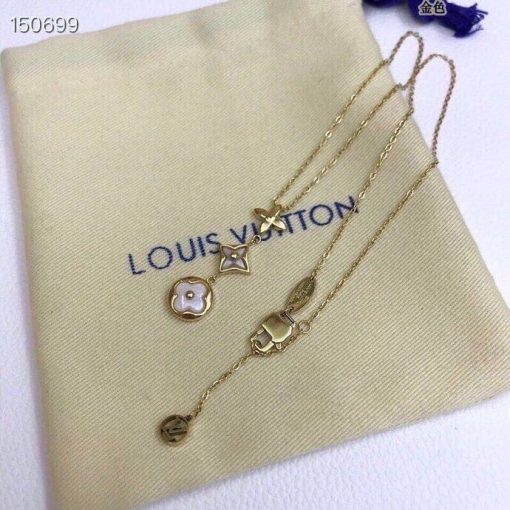 Louis Vuitton Color Blossom Lariat White Mother-Of-Pearl And Diamond Necklace Q94262 - Image 5