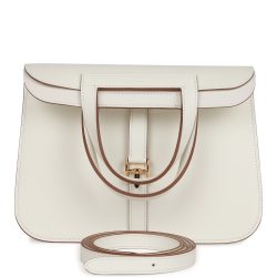 Hermes Halzan 25 White Evercolor Gold Hardware