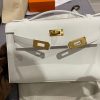 Hermes Kelly Pochette White Swift Gold Hardware