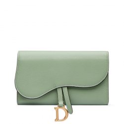 Dior Saddle Wallet In Goatskin Queen Mint