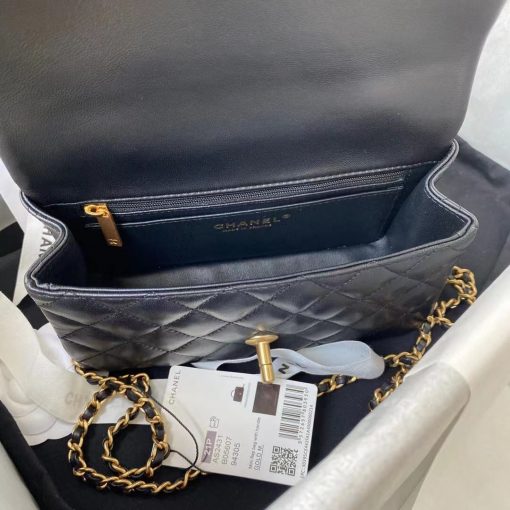 Chanel Mini Flap Bag With Top Handle Black As2431 - Image 3