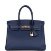 Hermes Birkin 30 Bleu Saphir Epsom Gold Hardware