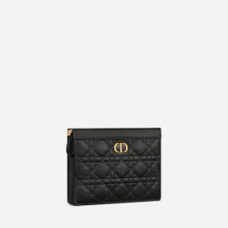 Dior Caro Zipped Pouch With Chain Black