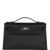Hermes Kelly Pochette Black Swift Palladium Hardware