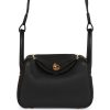 Hermes Mini Lindy Black Clemence Gold Hardware