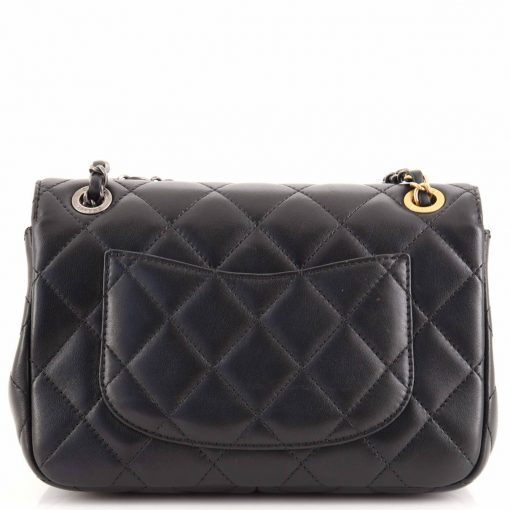 Black Small Flap Bag Embellished Glass Pearls - Image 4