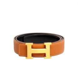 Hermes Belt Togo Swift Gold Buckle Brown 2.4Cm