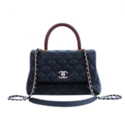 Chanel Medium Flap With Top Handle Bag 23Cm Blue