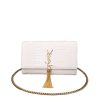 Saint Laurent Kate Medium Chain Bag With Tassel In Crocodile-Embossed Shiny White 354119Dnd0J9207