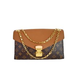 Louis Vuitton Pallas Chain Canvas Monogram Shoulder Bag Brown