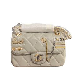 Chanel 22C Quilted Lucky Charm Worldly Gray 20Cm
