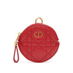 Dior Detachable Dior Caro Coin Purse In Red