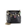Chanel Hobo Resin Charms Chain Bucket Bag Quilted Lambskin Black 20Cm