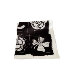 Chanel Cc Camellia Square Scarf Black