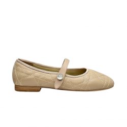 Dior Ballet Flat Beige Quilted Cannage Calfskin
