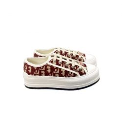 Dior Walk'N'Dior Platform Sneaker Burgundy Stone Dior Oblique Embroidered Cotton