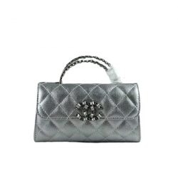 Chanel 23P Clutch With Chain Bag With Top Handle Silver 19Cm