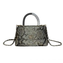 Chanel Trendy Cc Top Handle Bag Python Gray 23Cm