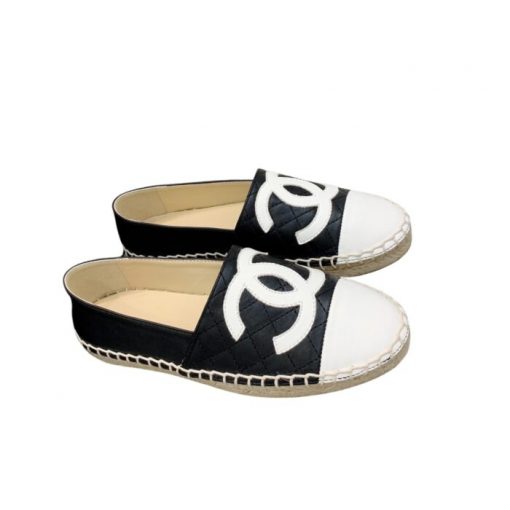 Chanel Cc Espadrilles Slip On White Black - Image 11