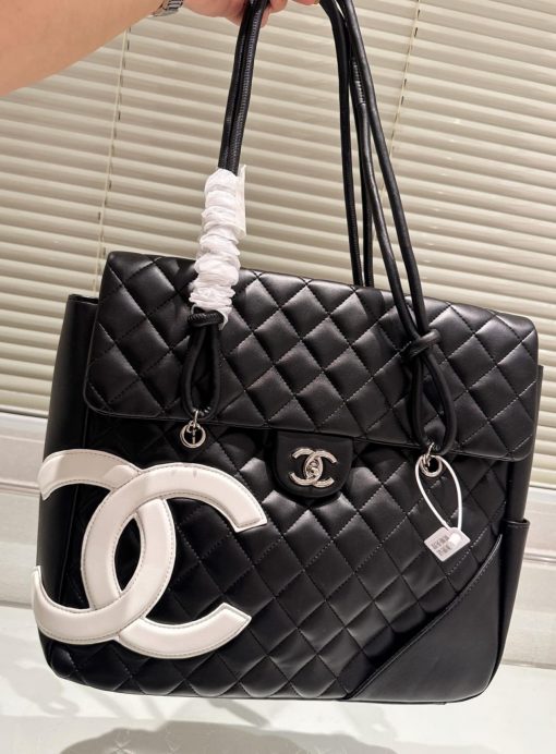 Chanel Cambon Flap Tote Quilted Leather Black 36Cm - Image 2