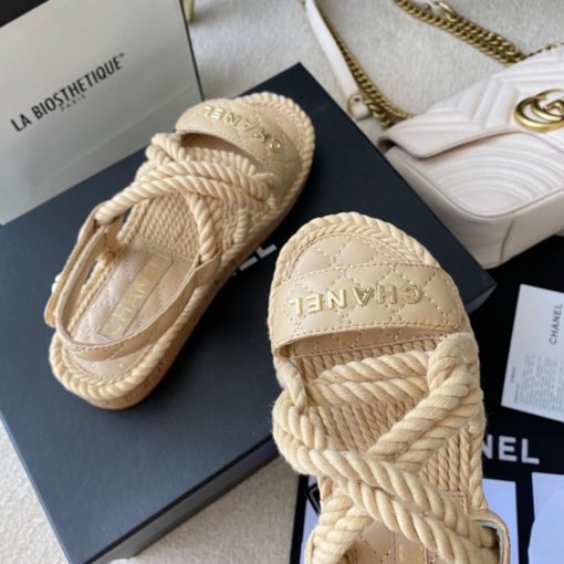 Chanel Rope Sandals Strap Biege - Image 4