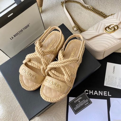 Chanel Rope Sandals Strap Biege - Image 6