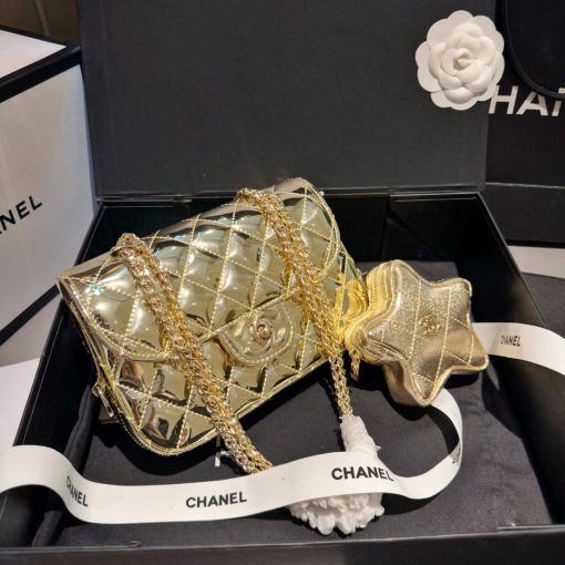 Chanel Mini Flap Bag Star Coin Purse Yellow Gold 24Cm As4646 B14873 Nt671 - Image 3