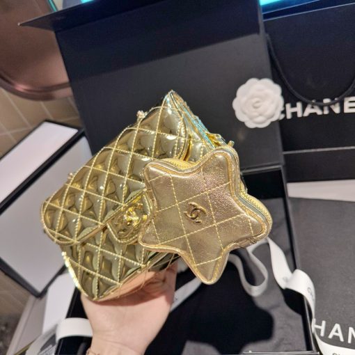 Chanel Mini Flap Bag Star Coin Purse Yellow Gold 24Cm As4646 B14873 Nt671 - Image 8