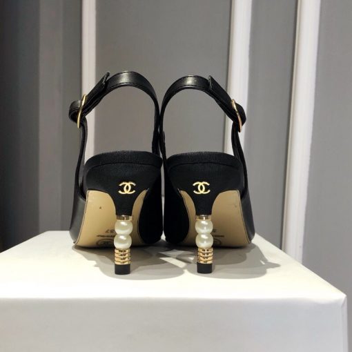 Chanel Pearl Embellished Slingbacks Calfskin Black - Image 2