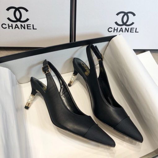 Chanel Pearl Embellished Slingbacks Calfskin Black - Image 3