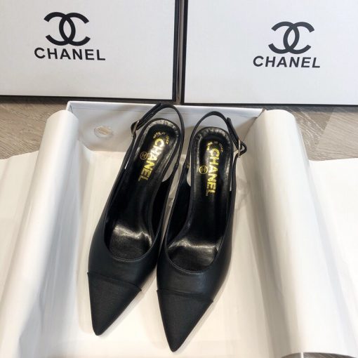 Chanel Pearl Embellished Slingbacks Calfskin Black - Image 4