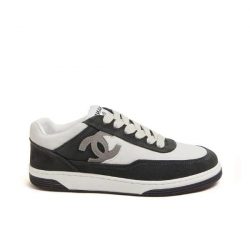Chanel Cc Logo Sneakers Dark Black White