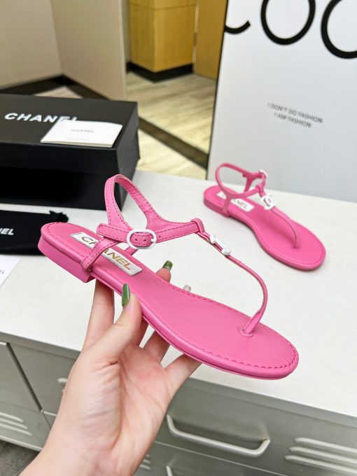 Chanel Sandals Lambskin Ivory Pink G40018 X01000 0T247 - Image 4