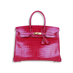 Hermes Birkin 35 Rose Scheherazade Shiny Niloticus Crocodile Gold Hardware