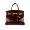 Hermes Birkin 30 Bordeaux Shiny Porosus Crocodile Gold Hardware