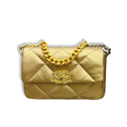 Chanel 19 Flap Bag In Gold Lambskin 25Cm