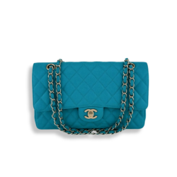 Chanel Classic Medium Lambskin Flap Dark Turquoise Caviar And Gold 25Cm