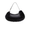 Fendi O'Lock Swing Camellia Leather And Fox Fur Pouch Black 8Bs068Als9F1Ju3